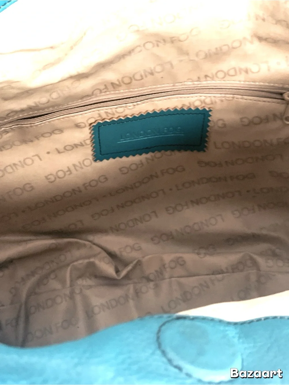 London Fog Teal Leather Hobo with Front Pockets genuine leather